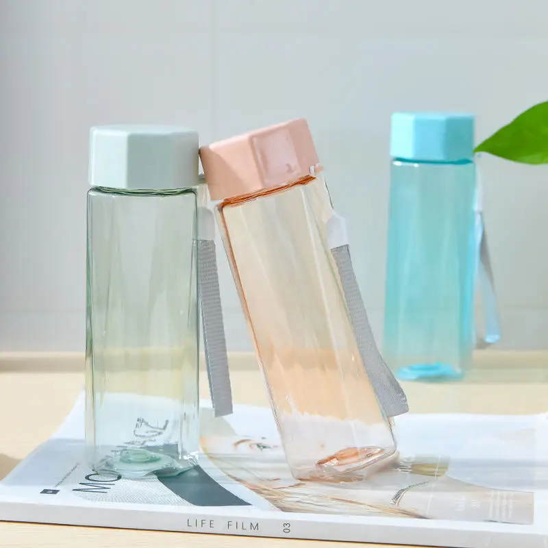 Пластиковая бутылка для напитков квадратная портативная Милая без бисфенола А