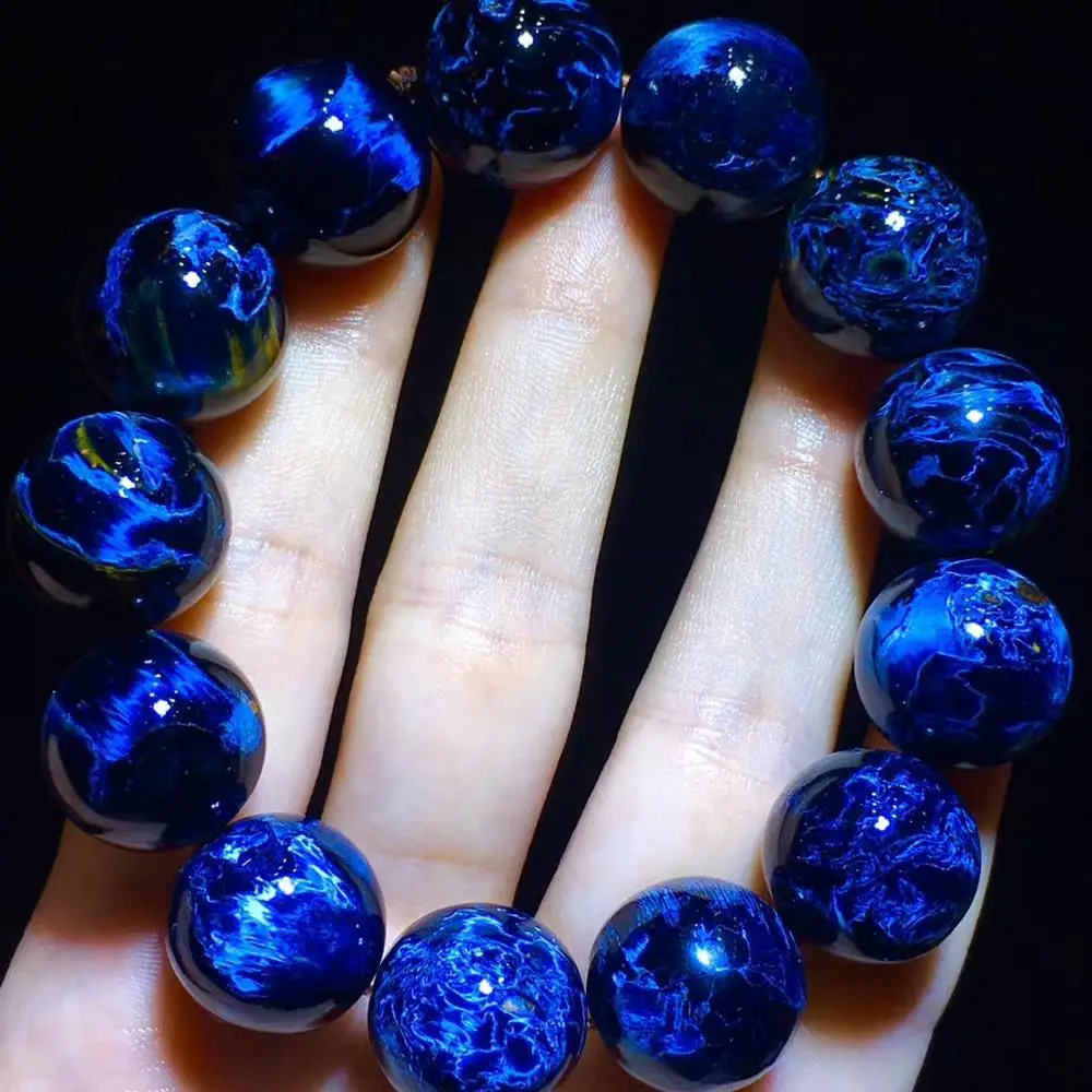 Браслет из натурального голубого камня 17 8 мм для женщин и мужчин стрейчевый