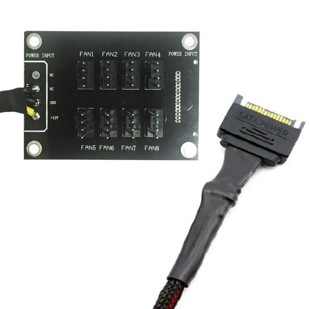 

SATA 15-Pin male to 8x 4-Pin Fan Splitter Hub for computer 12v fan