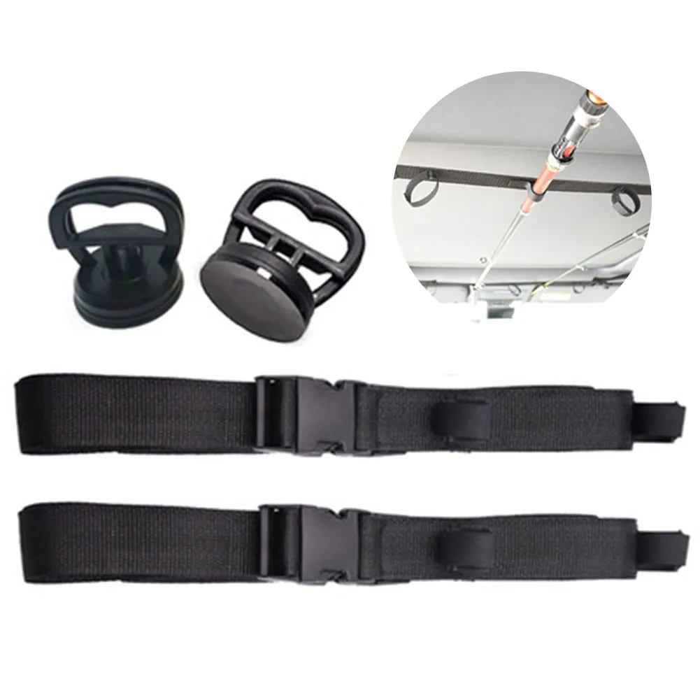 

Fishing Rod Carrier Pole Vehicle Rod Storage Holder Belt Strap With Suction Cup Adjustable Rod Rack Strap Fishing Tackle Pesca
