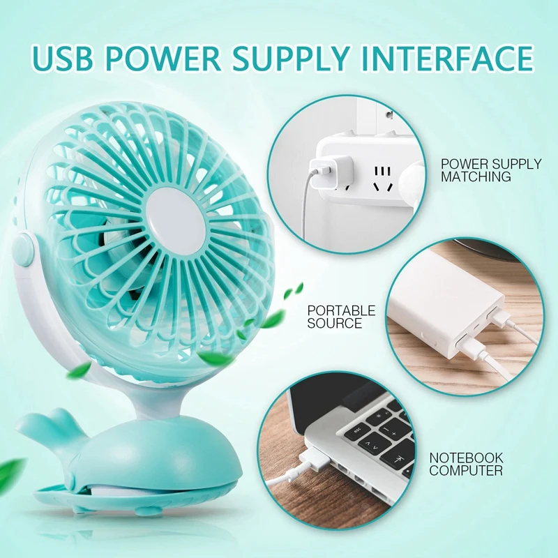 Портативный вентилятор с зажимом для коляски милый КИТ дизайн перезаряжаемый Usb
