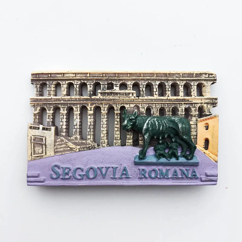 

QIQPP Spain Segovia Roman Aqueduct Tourism Memorial Painted Crafts Magnet Fridge Magnet