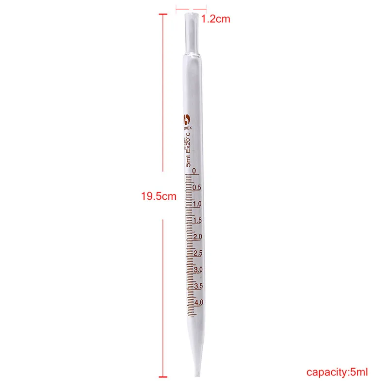 

5ml 10ml Transfer Pipettes Glass Graduated Pipette Without Rubber Bulb Lab Chemistry Dropper Dispensing 19.5cm