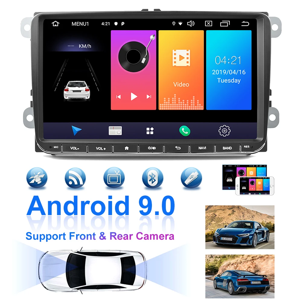Camecho " Android 9,0 2din автомобильный Радио gps навигатор плеер для VW SKODA GOLF Golf 6 POLO PASSAT B5 B6 сиденье Jetta авто радио
