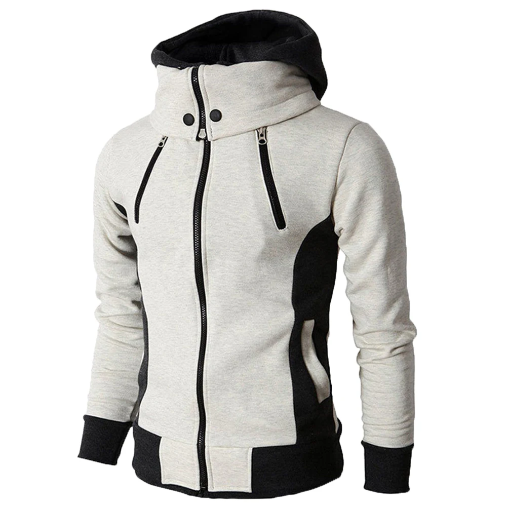 Winter Jackets Men Plus Size Coats Fake 2 Pieces Color Block Hooded Coat Long Sleeve Zip mens Jacket | Мужская одежда