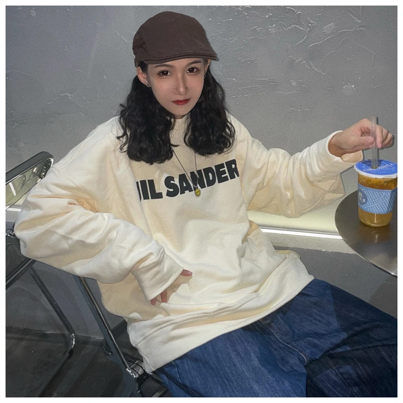 

21Fw European Casual style JIL SANDER Minimalist Letter Printing Men's Women's Hoodie Y2k Sports Hooded Pullover Sweatshirts