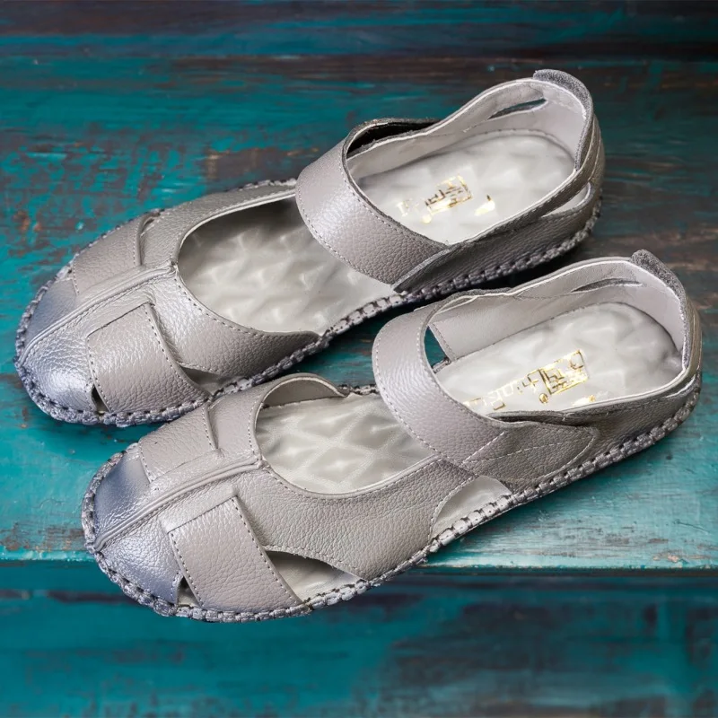 Сандалии женские из натуральной кожи мягкие удобные босоножки ручной работы