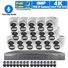 Система видеонаблюдения, 16-канальный сетевой видеорегистратор, 5 Мп, POE IP-камера, 4K, система видеонаблюдения система камер домашней безопасности, цветная, ночное видение, система видеонаблюдения