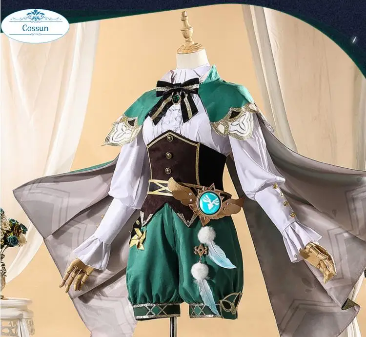 

Anime Genshin Impact Venti Noble Game Suit Lovely Uniform With Cloak Cosplay Costume Halloween Outfit For Women Men New 2020