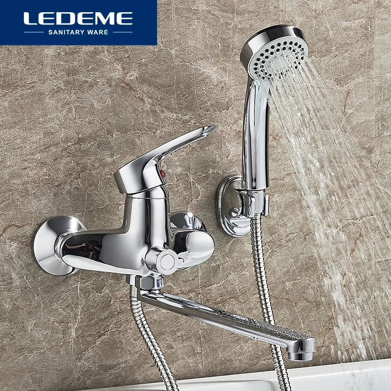 LEDEME Смеситель для ванны с длинным изливом 300мм латунь Цвет: хром L2225| |