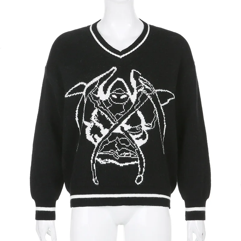 Женская обувь Сезон весна-осень модная с v-образным вырезом свитеры жаккарда