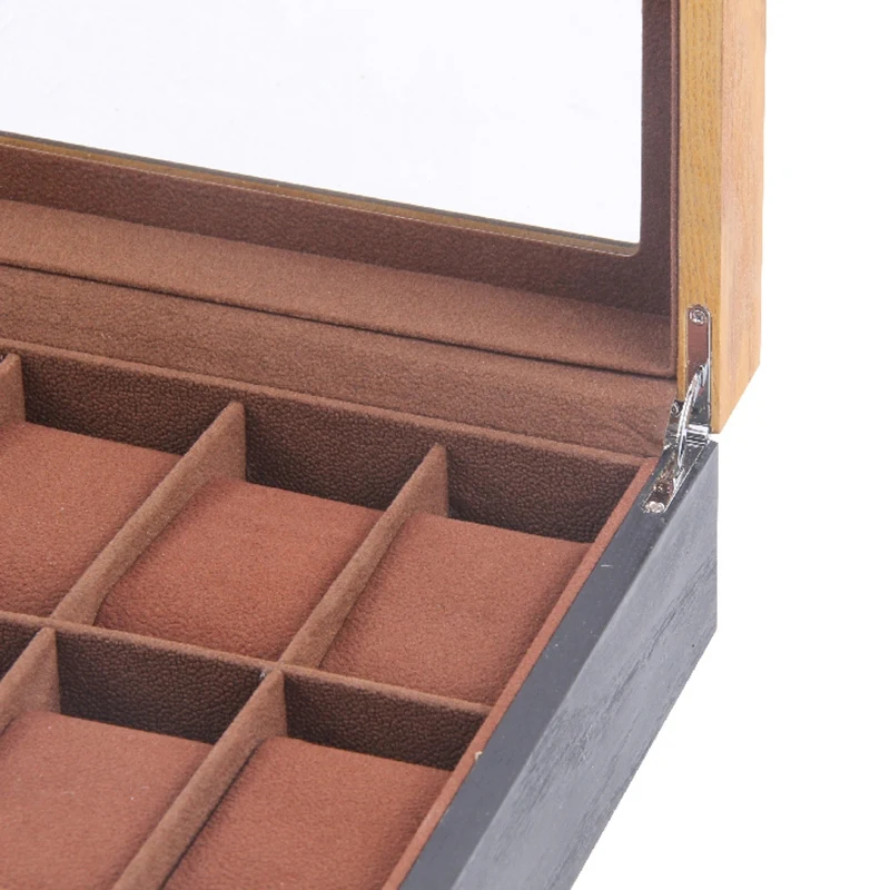 

Retro Wooden Watch Display Case, Glass Topped Wooden Watch Display Case Watch Organizerr,Jewelry Storage Case