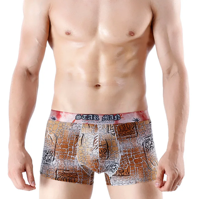 Сексуальное мужское нижнее белье, шелковые боксеры, шорты, Cueca masculina, с принтом, дышащие трусы, ropa interior hombre размера плюс L-3XL - Цвет: 37
