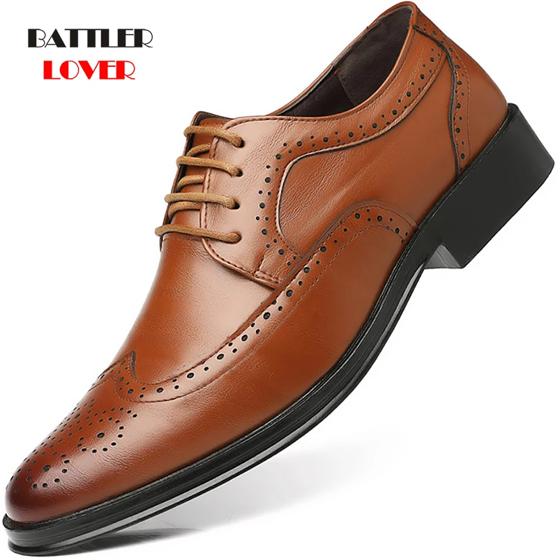 

Men's Flat Brogue Shoes Spring Autumn All-match Business Bullock Shoes for Male Suits British Casual Middle-aged Dad Oxfords