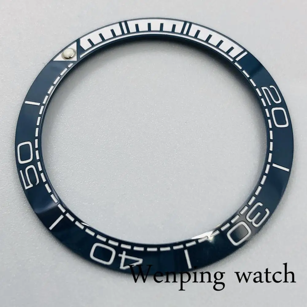 Высококачественные новые детали для часов 38 мм синий белый керамический корпус