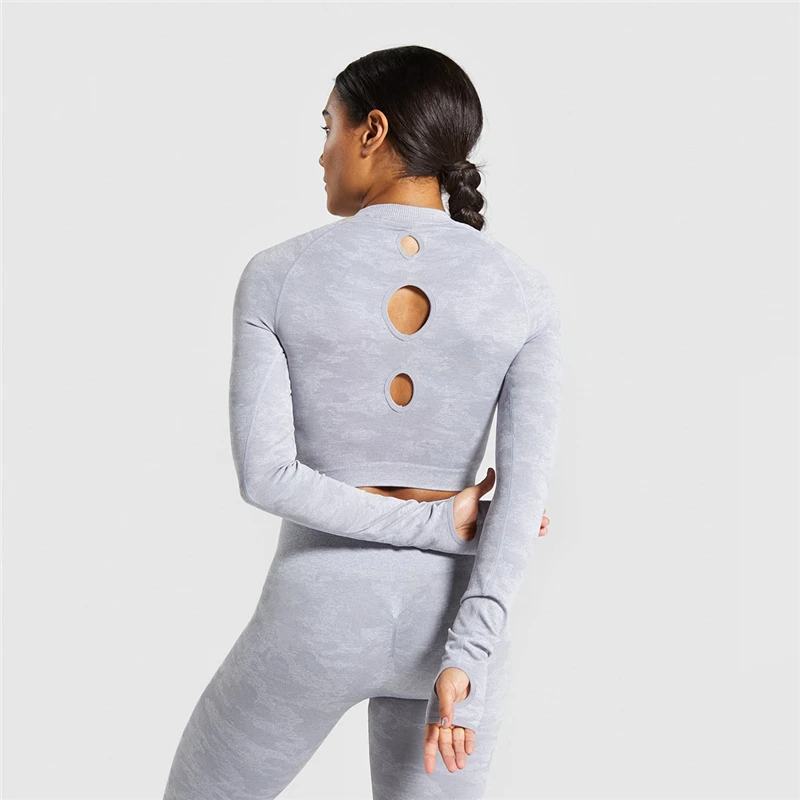 Камуфляжный бесшовный комплект для йоги спортивная одежда Женский из двух