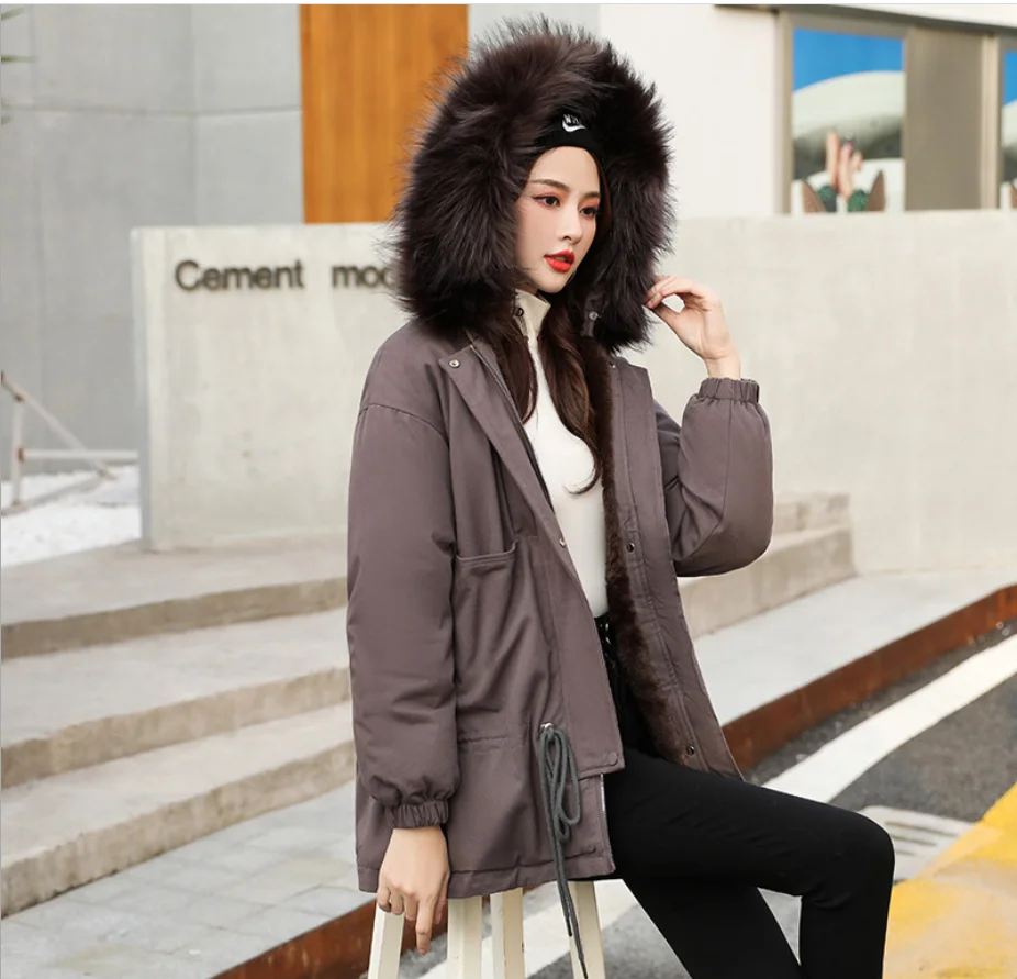 

Female Winter Lightweight Down Jacket White Women Thick Warm Coat Long Sleeve Loose Jackets With Pocket Ultra Light Down Coats
