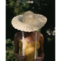 2022 100raffia large brim ribbon straw hat summer sun visor beach hat dome top sun beach accessorieshats for women elegant cap