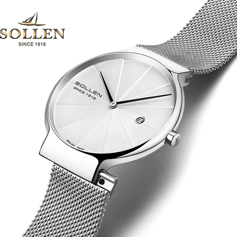 

Switzerland Luxury Brand SOLLEN Japan Import VJ24 Quartz Woman's Watches Sapphire 7 mm Ultra-thin Waterproof Clocks SL9015XL