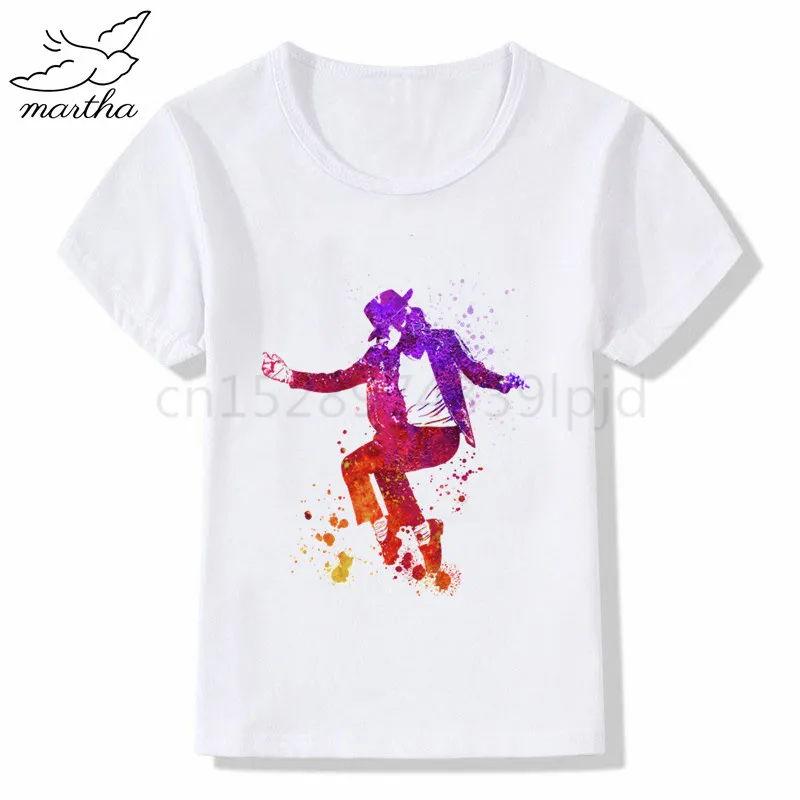 Детская белая футболка с принтом Майкла Джексона забавная мультипликационная