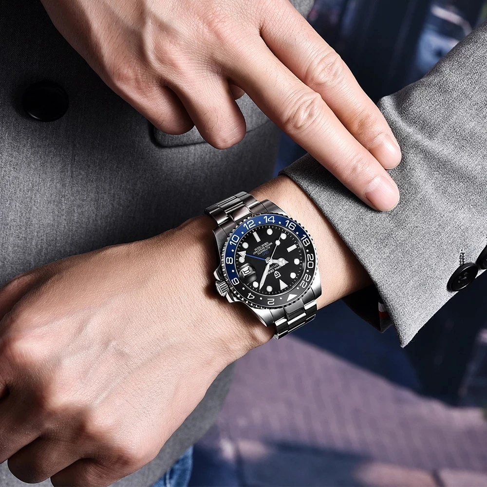 

Luxury Business Men's Mechanical Watches Top Quality 10Bar Waterproof Fashion Automatic Men's Watch Rubber Strap Male Clock