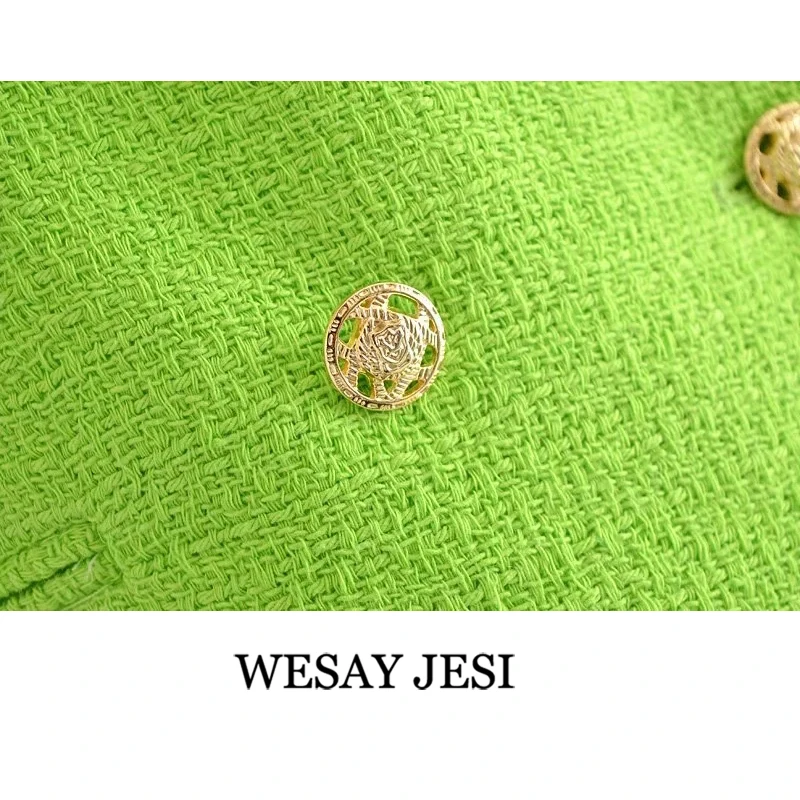 

WESAY JESI Women Za Fashion Blazer Suits Green 2021 2 Pcs Suit Simple Office Lady Suits Casual Chic Slim Short Youth Women Suit