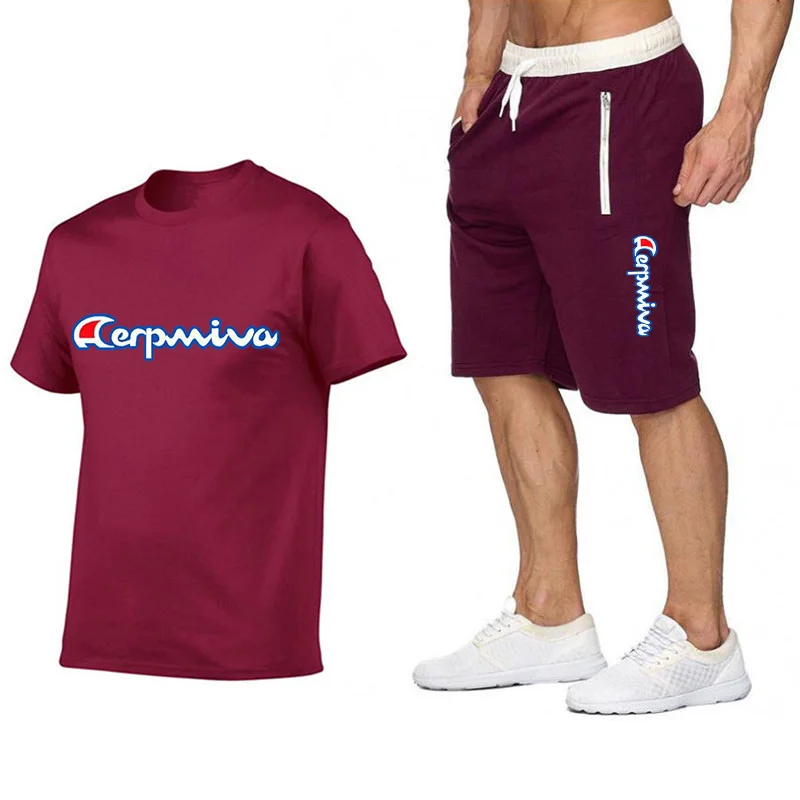 

Men's Sportswear kit Short Sleeve Sports Running Suit Men Kits Training Soccer Jersey football Shorts 2 Piece Sets Brand Outfits