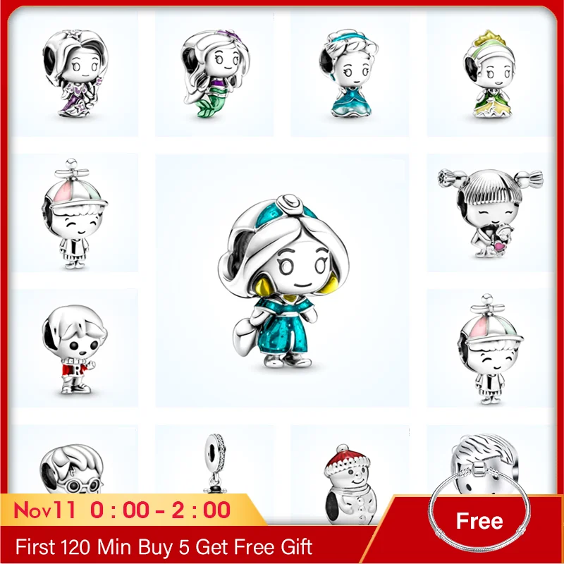

Little Pretty Girl Princess Prince 925 Sterling Silver Bead Fit Original Pandora Bracelet Cartoon Jewelry Charm Make Women Gift