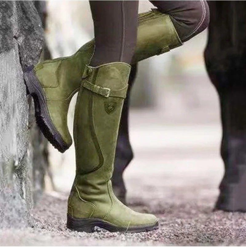

Western Fashion Boots Women Knee High Heels Long Suede Comfortable Square Thigh High Boot