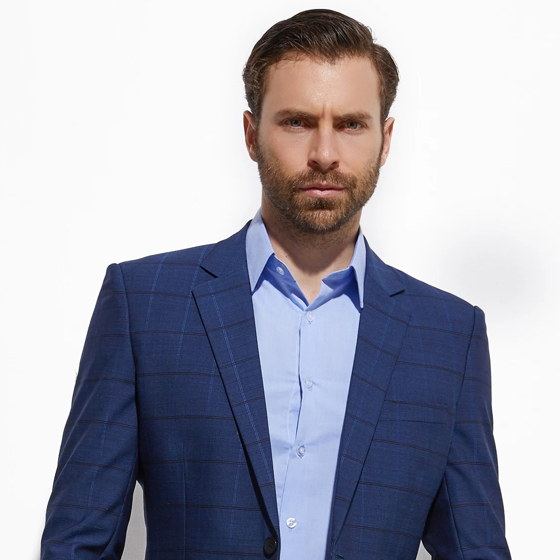 Индивидуальные мужские костюмы 2020 Модный повседневный темно-синий клетчатый