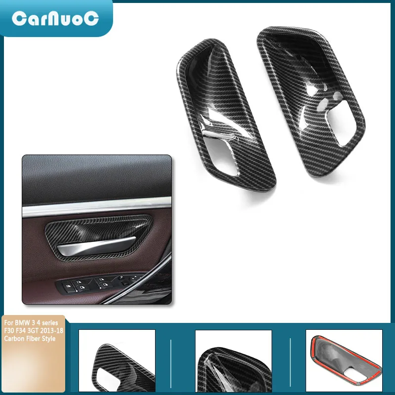 

ABS 4 шт., декоративная накладка на внутреннюю дверную ручку BMW 3 4 серии F30 F34 3GT 2013-2018 из углеродного волокна
