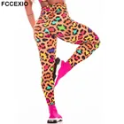 Женские легинсы для фитнеса FCCEXIO, леопардовые, узкие, с высокой талией, тренировочные, спортивные легинсы