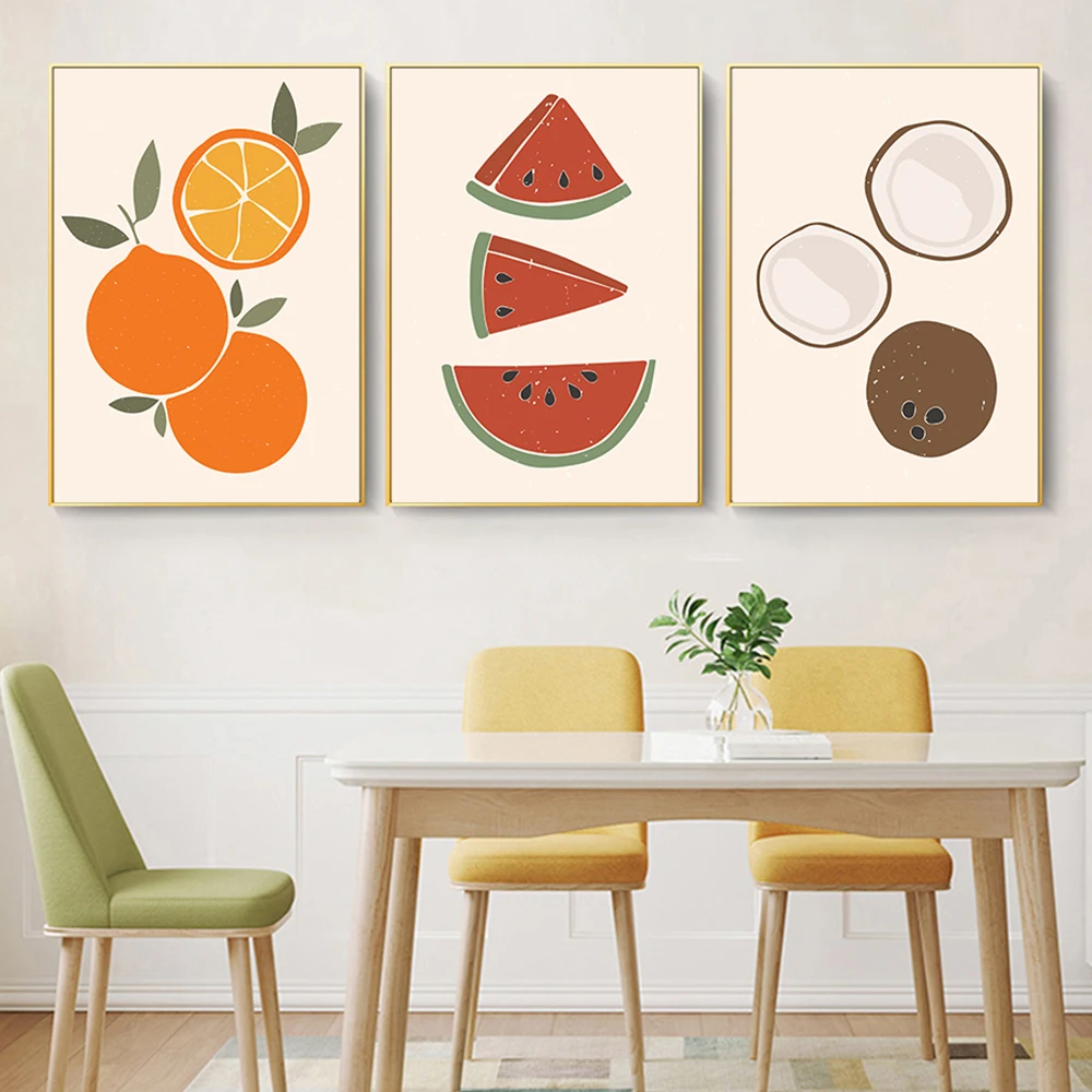 Абстрактный фрукт питая Кокосовая Картина на холсте скандинавский настенный