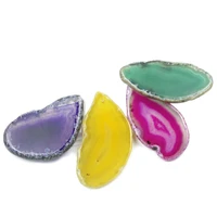 100 natural purple yellow green rose red agates slice pendant druzy for jewelry making finding stone gifts handmade diy