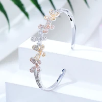 siscathy new fashion cuff bracelet open bangle party jewelry for women simplicity flower bracelets on hand accessories gift