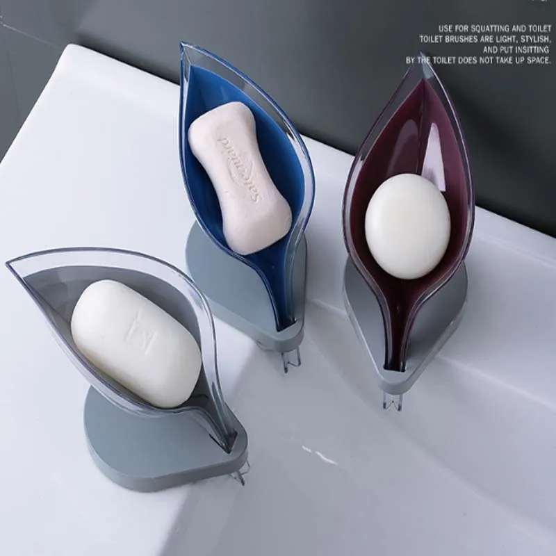 Непористый держатель для мыла на присоске мыльница в форме листа туалет белье