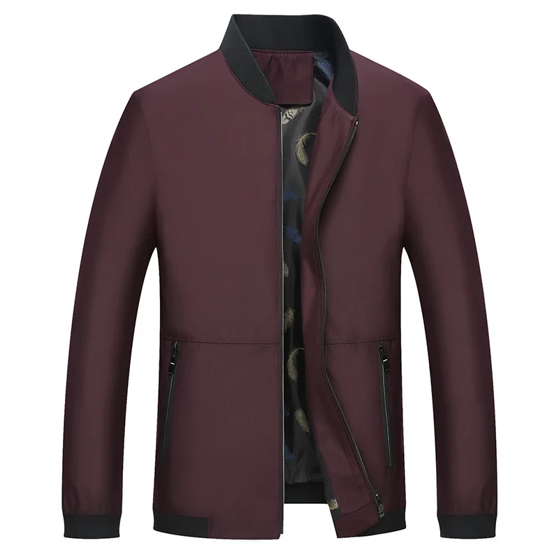 

Fashion Fit New Slim Brand Casual Stand Collar Designer Jacket Men Zipper Windbreaker Autumn Classic Maroon Coats Men Clothes