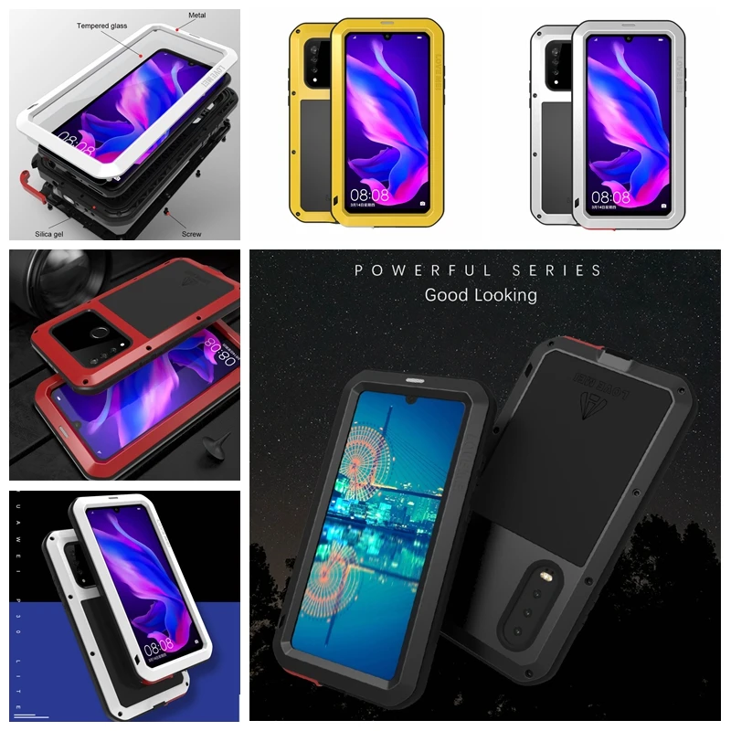 Алюминиевый металлический водонепроницаемый панцири чехол для huawei P30 Pro P30 Lite P30 противоударный Полный Корпус с Gorrila стеклянной крышкой