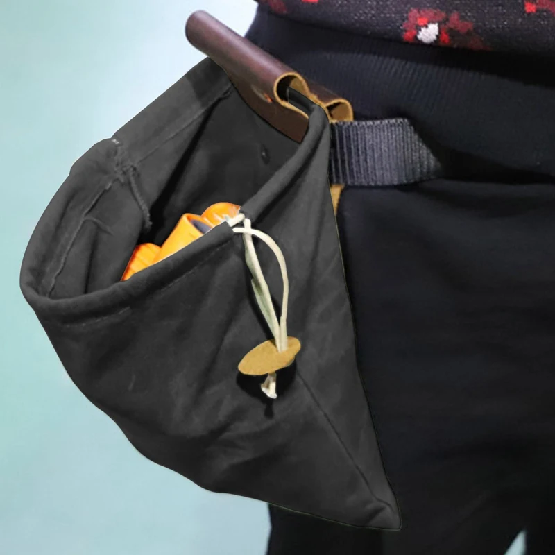 

Canvas Foraging Pouch Collapsible Waist Packs Foldable Heavy Duty Tool Pouch with Drawstring for Outdoors Hiking Camping