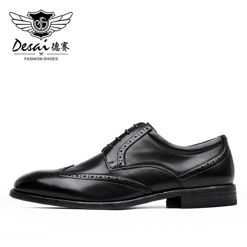 Мужские деловые туфли Desai из натуральной воловьей кожи брендовая обувь для