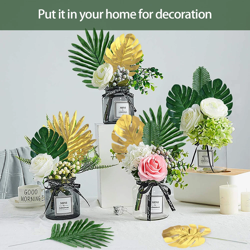 

60 шт. искусственные тропические пальмы оставляют зеленые листья монеты для украшения свадебной вечеринки «сделай сам» искусственные рукод...