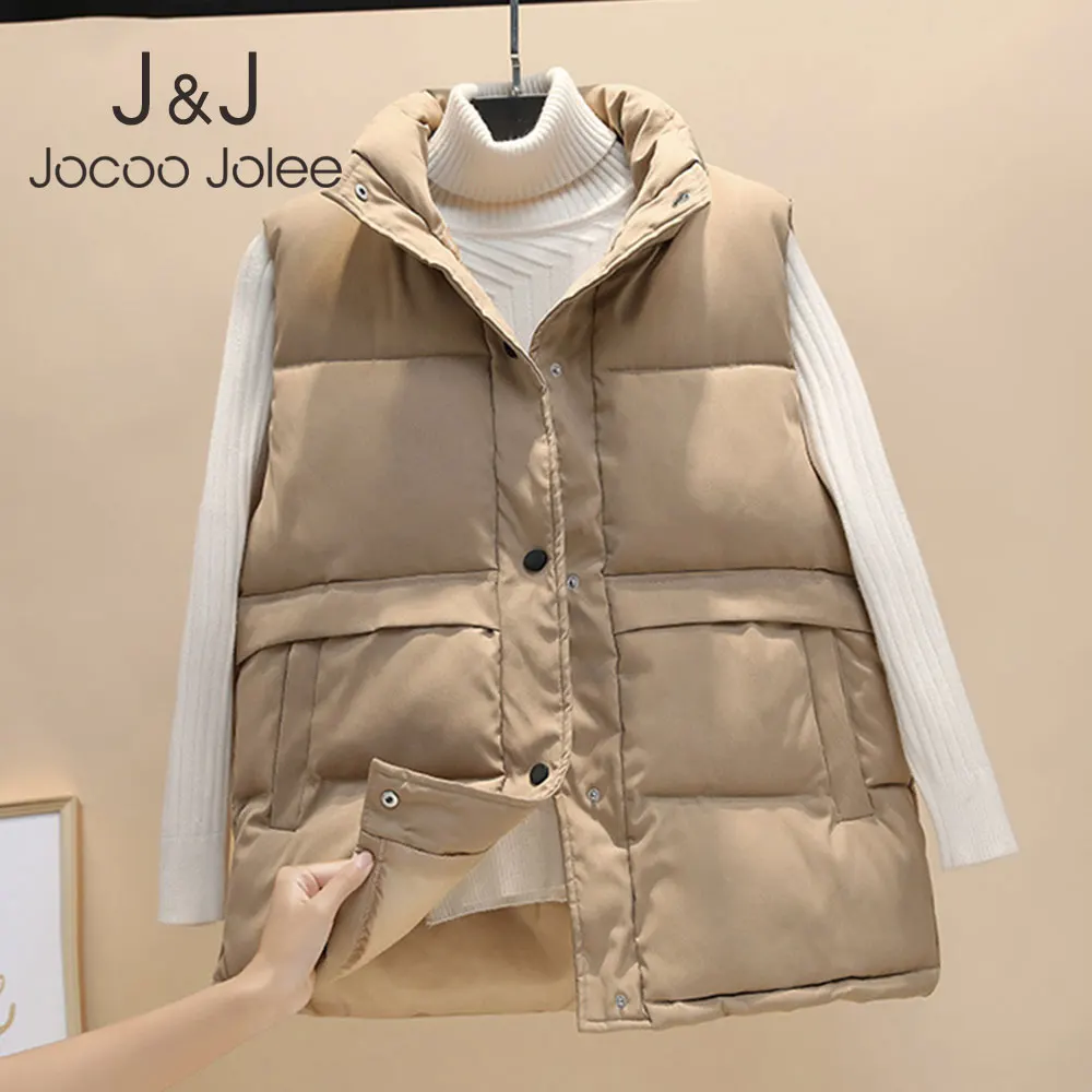 

Jocoo Jolee Korean Harajuku Loose Waistcoat Winter Warm Cotton Padded Puffer Vests Women Casual Sleeveless Jackets Parkas