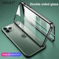 tempered glass magnetic case for iphone 11 pro xr xs max x 8 7 6 6s plug transparent magnet back cover for iphone se 2020 shell