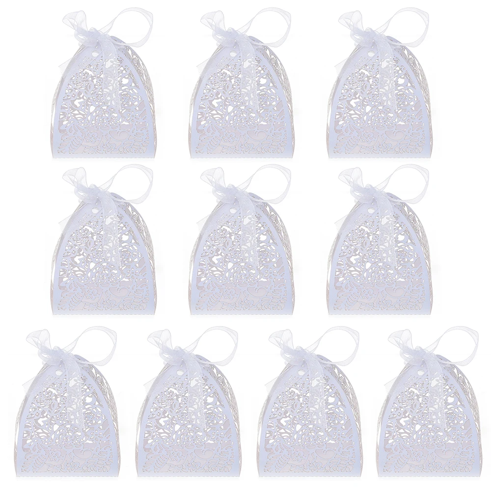 10pc White 1 шт/10 шт DIY роскошная коробка для конфет Lase свадебный подарок Роза Персонализированная Коробка для конфет вечерние коробки для конфет - Цвет: 10pc White