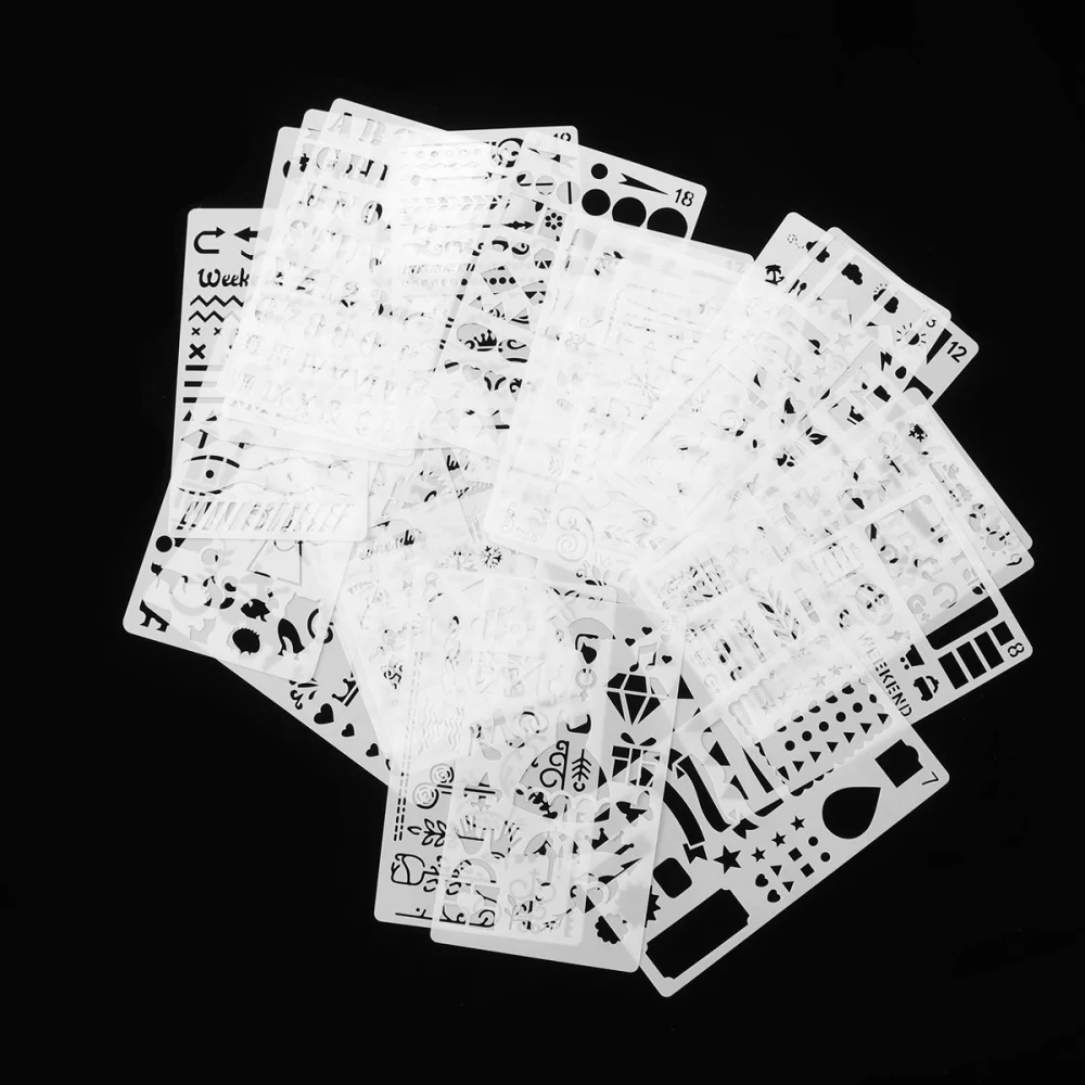 

24pcs Drawing Stencils DIY Hollow Drawing Stencils Templates for Notebook Diary Scrapbook Photo Album DIY