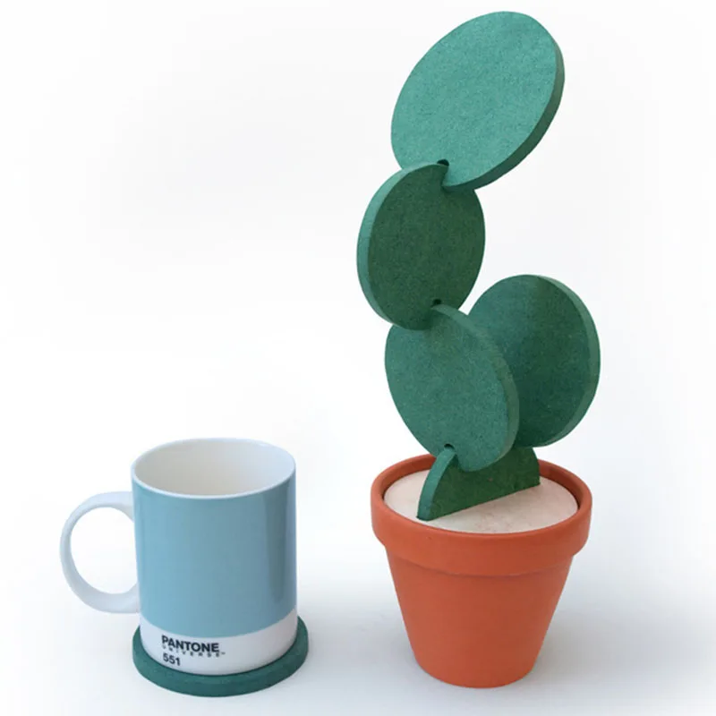 Новый Корк изоляции Симпатичные Новинка кружка в форме кактуса коврик набор дома