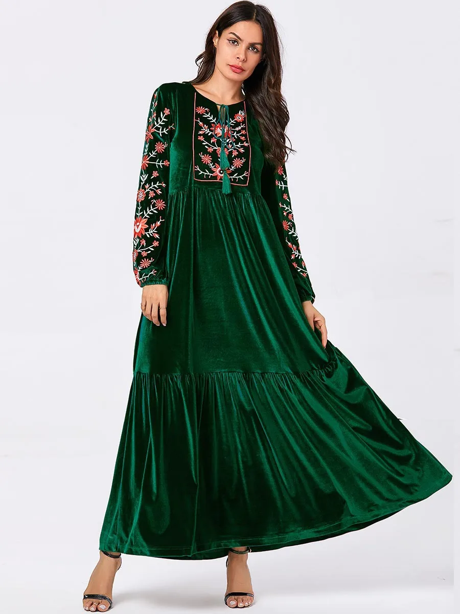 Мусульманское платье мусульманского стиля женское элегантное вельветовое