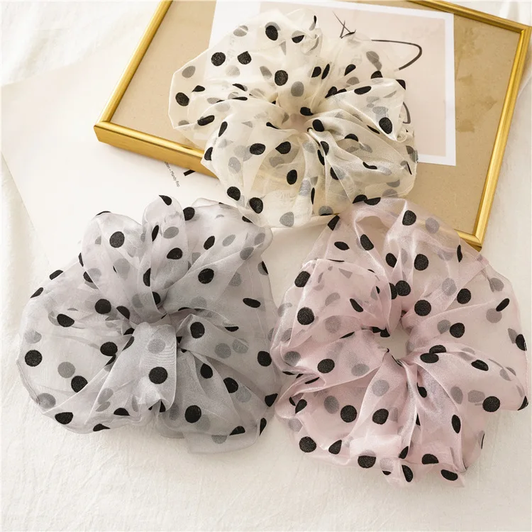 

Organza Dot Hair Scrunchie Elastic Hairbands For Girls Rubber Bands Ponytail Holders Sweet Hair Ties Hair Accessories Headwear