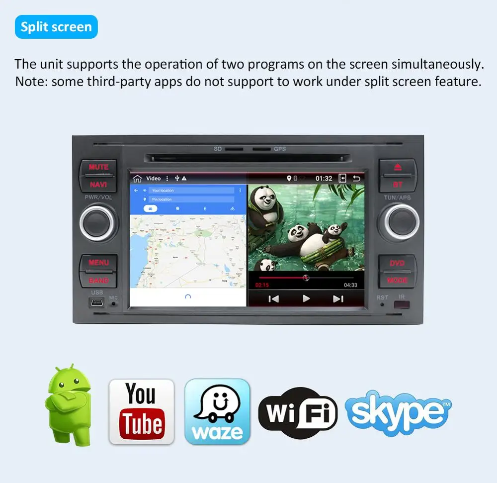 2 din android 9,0 Восьмиядерный автомобильный dvd gps для ford для focus 2/mondeo/s max/c-max/fusion/fiesta/transit радио головное устройство canbus