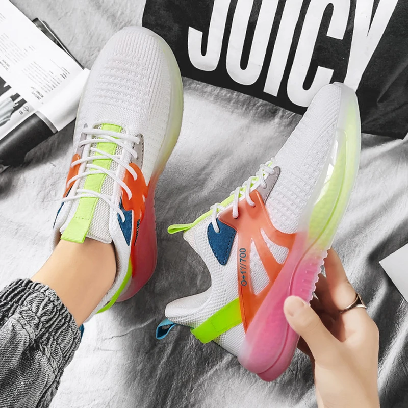 

Модная мужская спортивная обувь, уличная повседневная обувь, новые мужские кроссовки с сеткой для отдыха, дышащие спортивные летающие ткан...